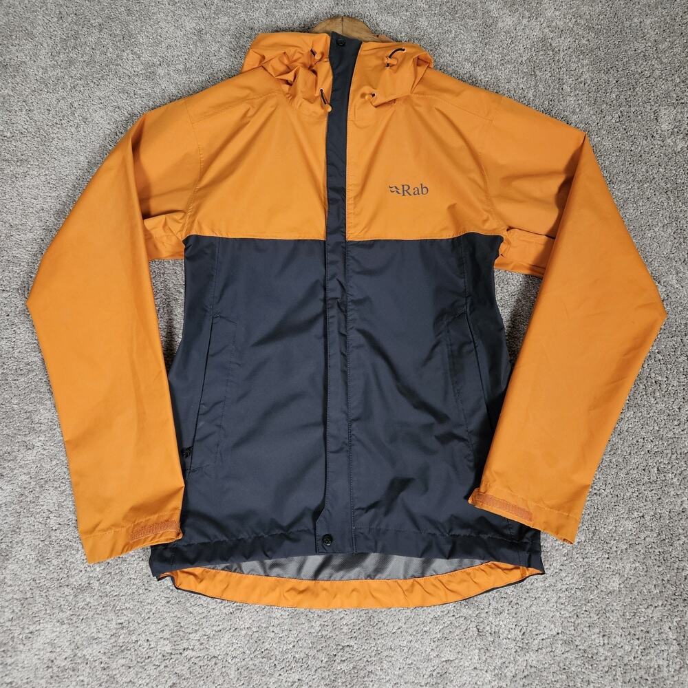 Rab Downpour Eco Jacket Men's Small Orange Gray Pertex Shield Gorpcore Outdoors